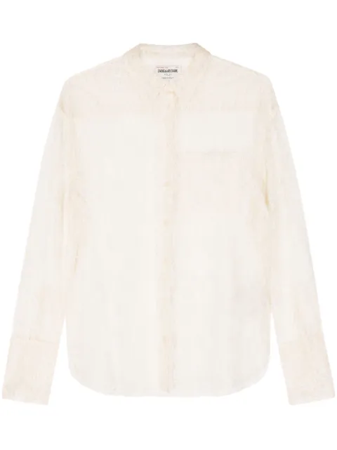 Zadig&Voltaire Tyrone floral-lace mesh shirt