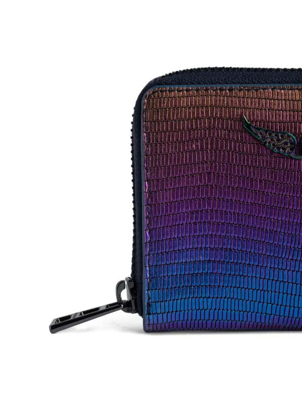ZADIG & VOLTAIRE ロゴプレートジップアラウンドミニ財布 Zadig&Voltaire Mini ZV iridescent-effect Wallet | Pink