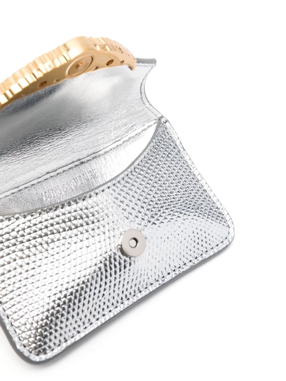 Shop Zadig & Voltaire Borderline Pass Iguana-embossed Metallic Cardholder In Silver