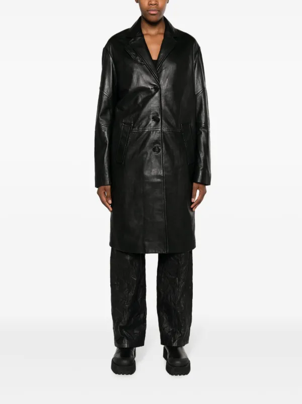 コート Zadig & Voltaire Macari Buttoned Leather Coat Zadig&Voltaire Macari Buttoned Leather Coat | Black | FARFETCH