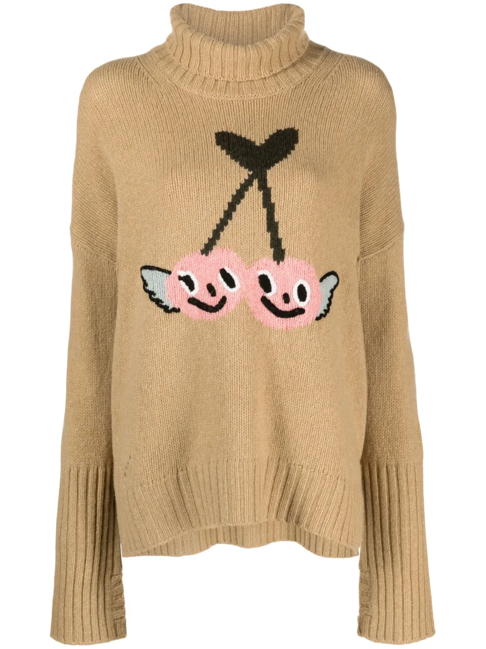 Zadig & Voltaire Alma Cherry-motif Wool Jumper In Brown
