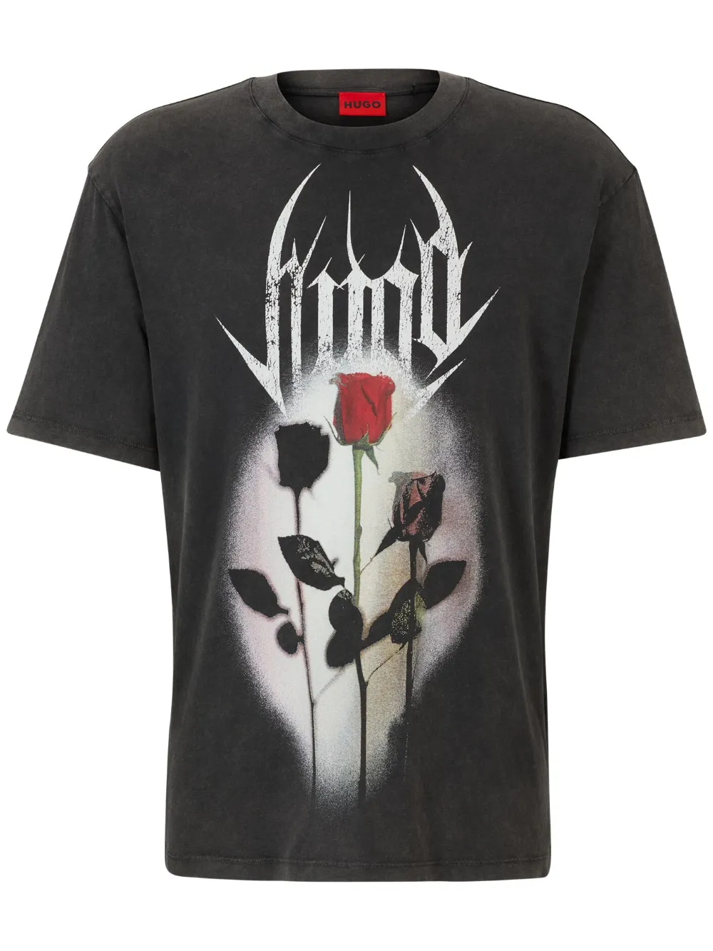 HUGO Camiseta de algodão com estampa gráfica | Preto | Image 1