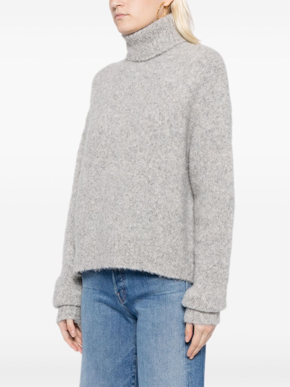 Shop Nili Lotan Sierra Mélange-knit Jumper In Grey