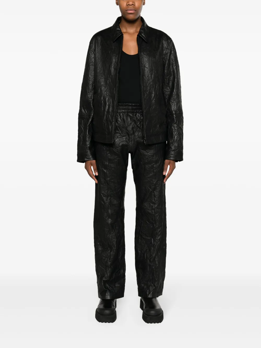 Shop Zadig & Voltaire Cracked-effect Leather Jacket In Black