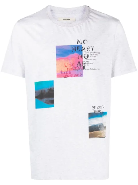 Zadig&Voltaire graphic-print mélange-effect T-shirt