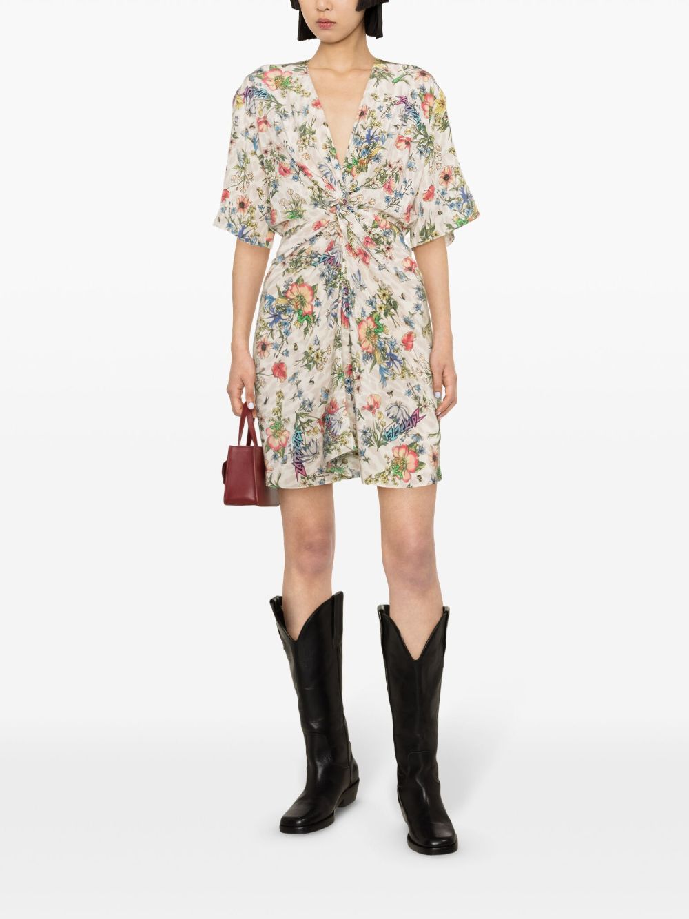 Image 2 of Zadig&Voltaire Rozom Twisted Garden-print minidress