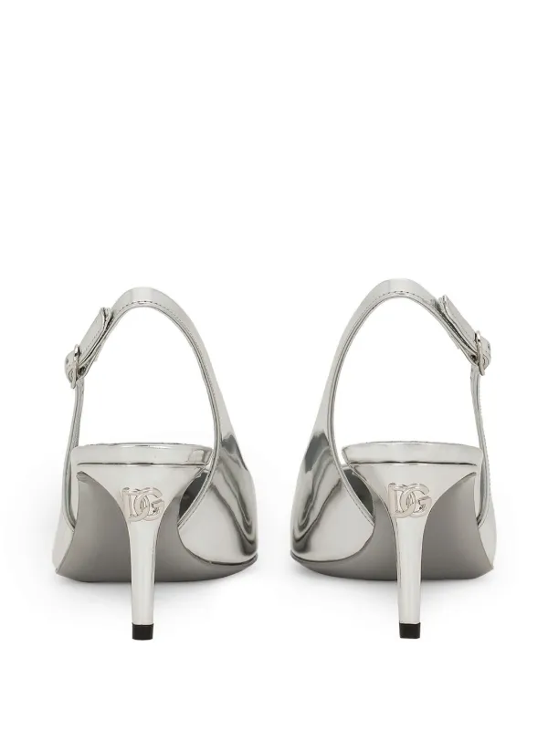Dolce & Gabbana 60mm Calfskin Slingback Pumps | Silver