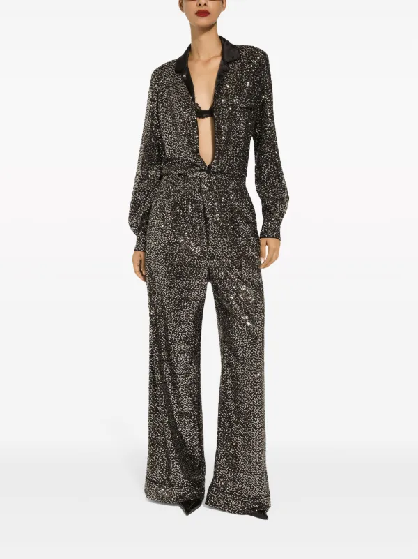 Dolce & Gabbana satin-collar sequin-embellished Shirt