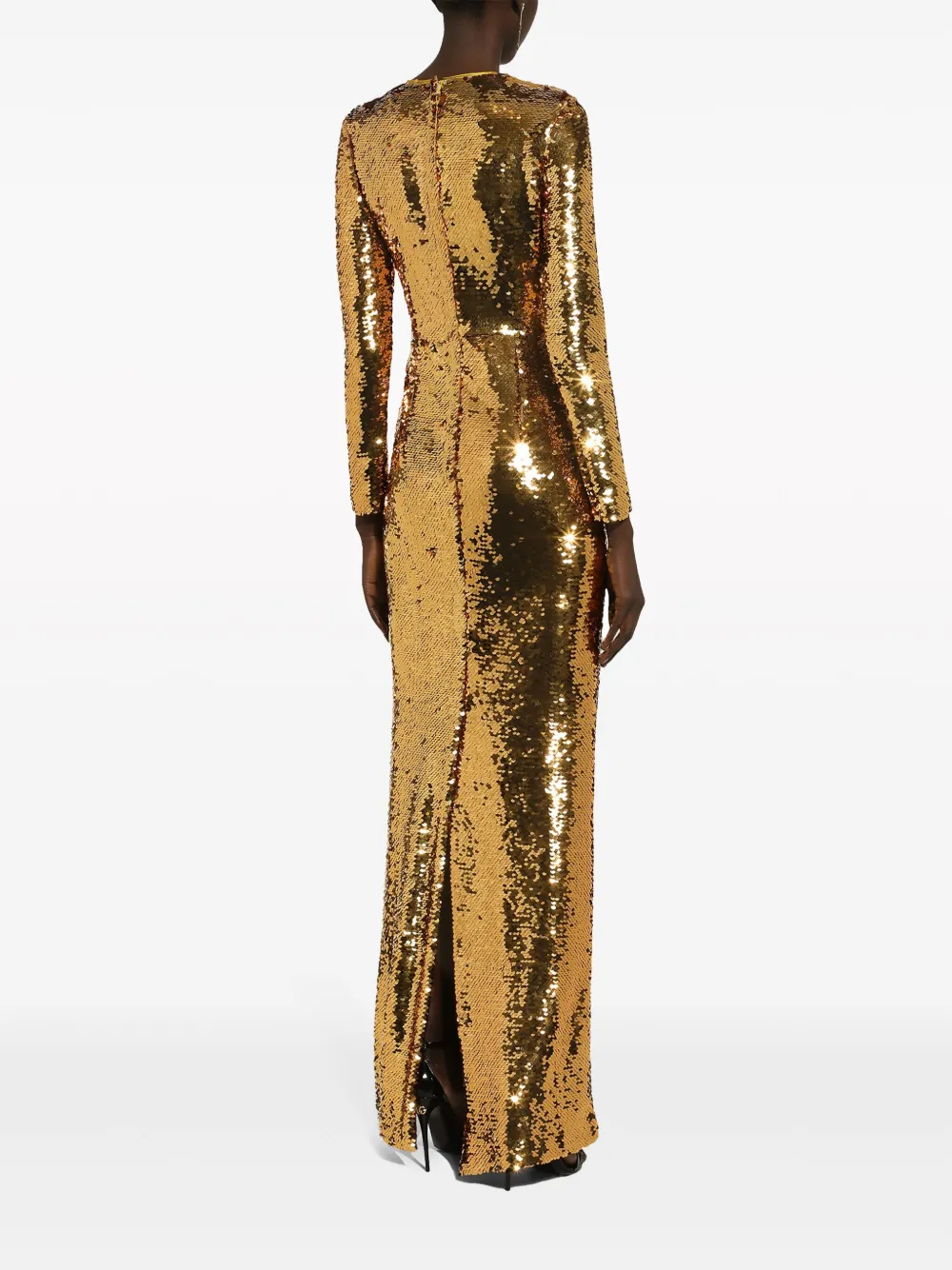 Shop Dolce & Gabbana Sequinned Mermaid Gown In Gold