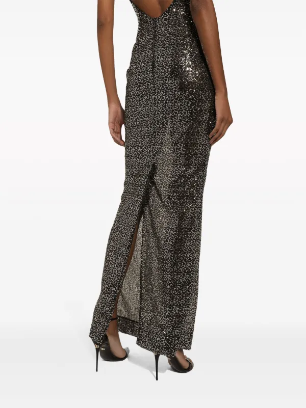 slim fit dress slacks Dolce & Gabbana Green Lace Floor-Length Evening Gown