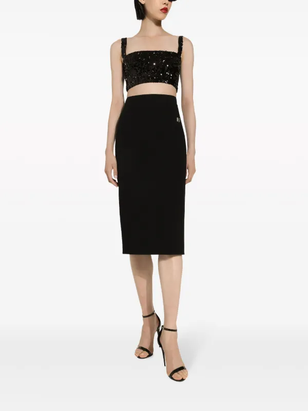 Dolce & Gabbana スパンコール クロップドトップ | ブラック | FARFETCH JP