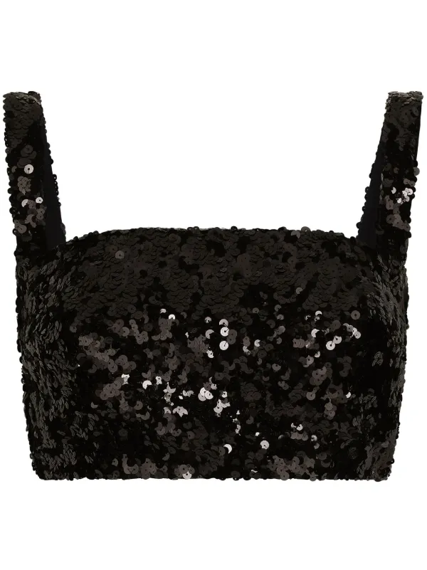Dolce & Gabbana スパンコール クロップドトップ | ブラック | FARFETCH JP