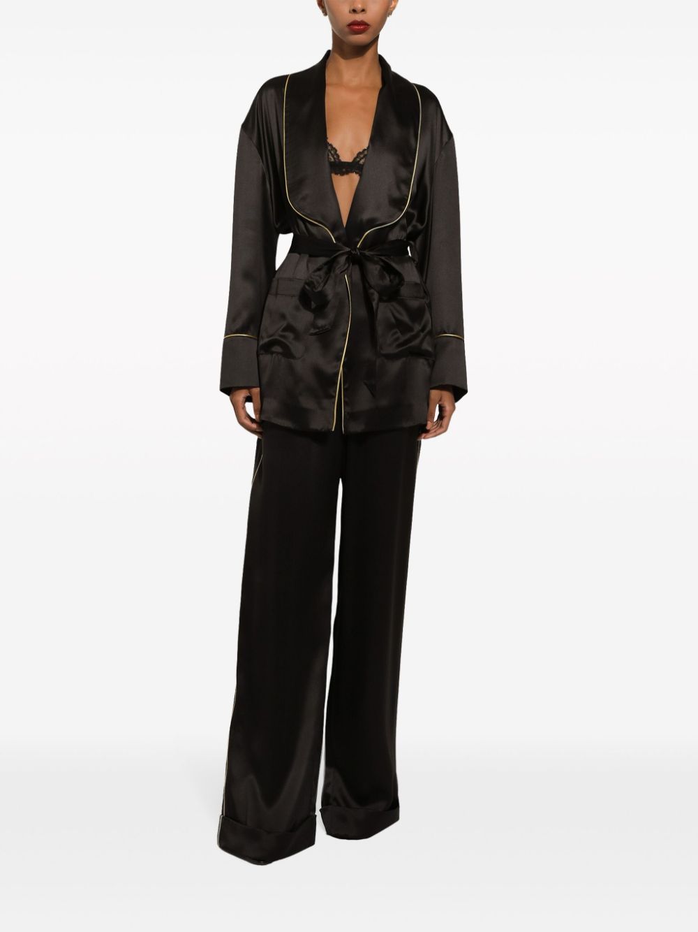 Shop Dolce & Gabbana Elasticated-waistband Silk Trousers In Black