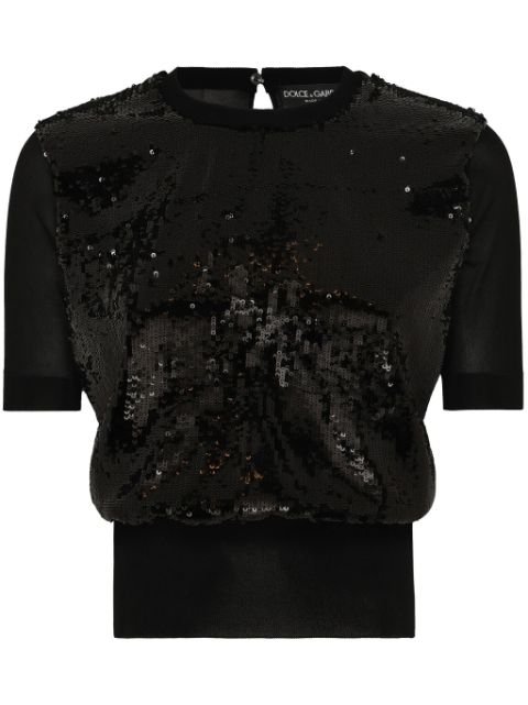 Dolce & Gabbana sequin-embellished short-sleeve top