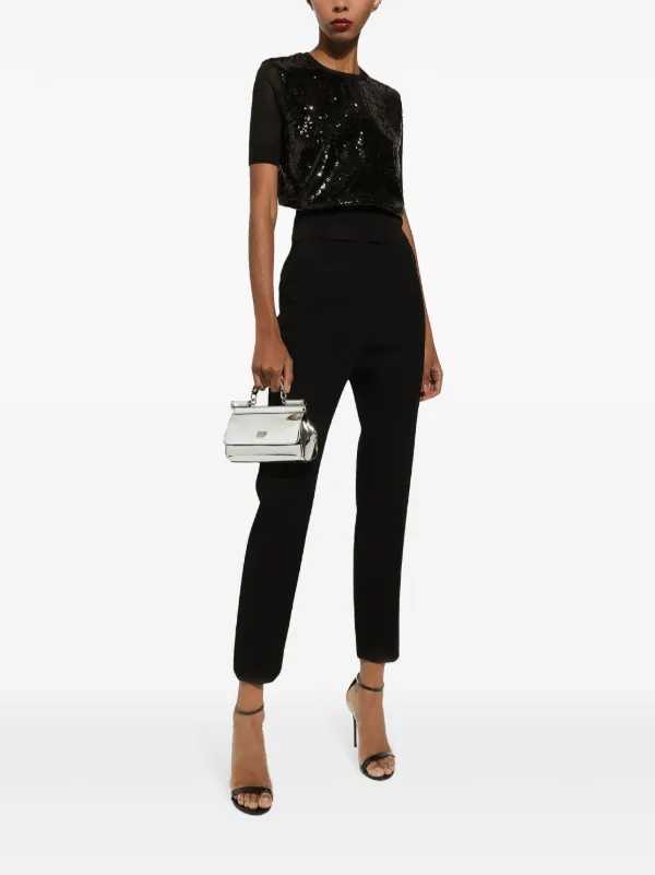 Dolce & Gabbana sequin-embellished short-sleeve Top | Black | FARFETCH