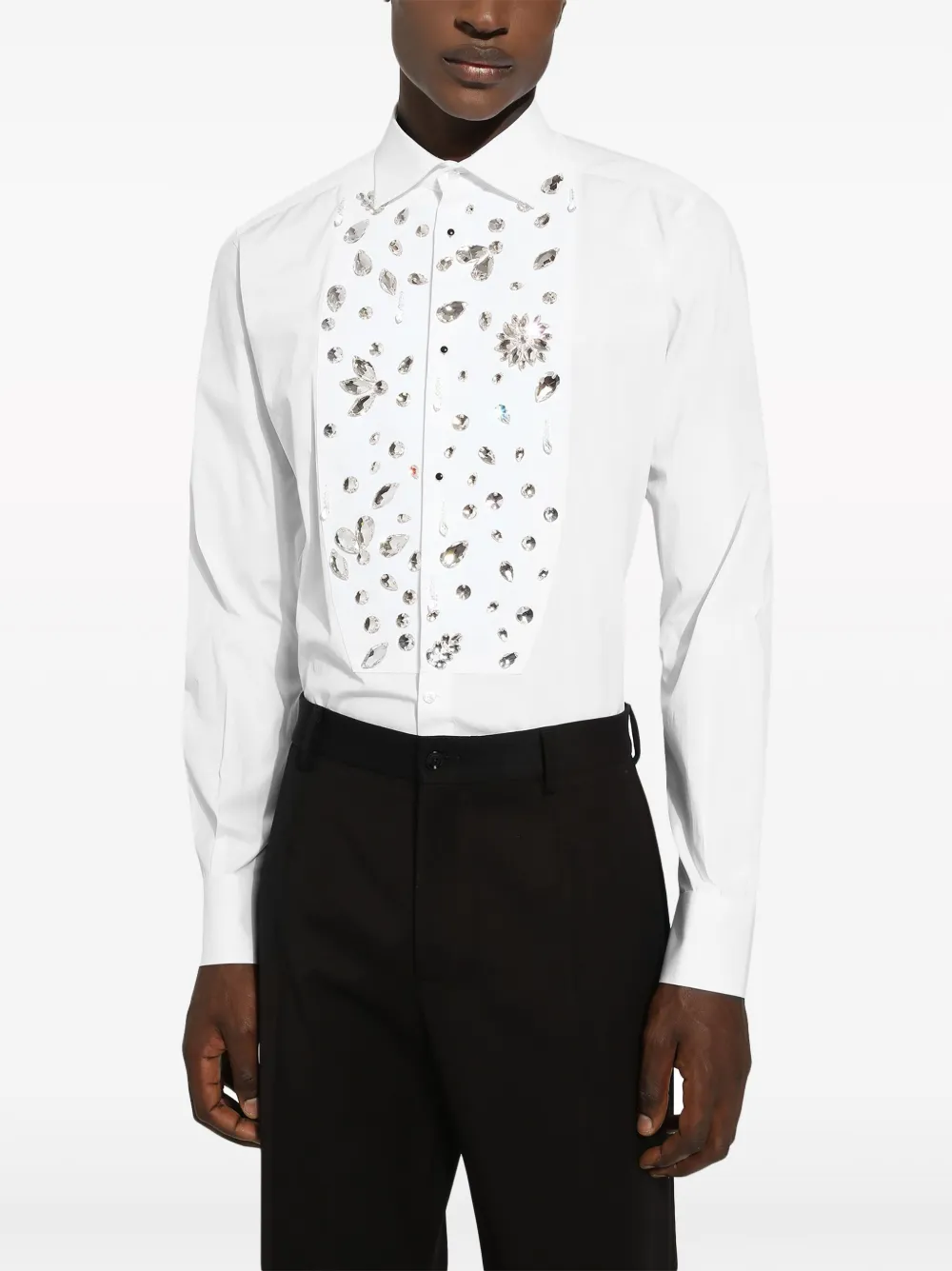 Dolce & Gabbana rhinestone-embellished Cotton Shirt | White