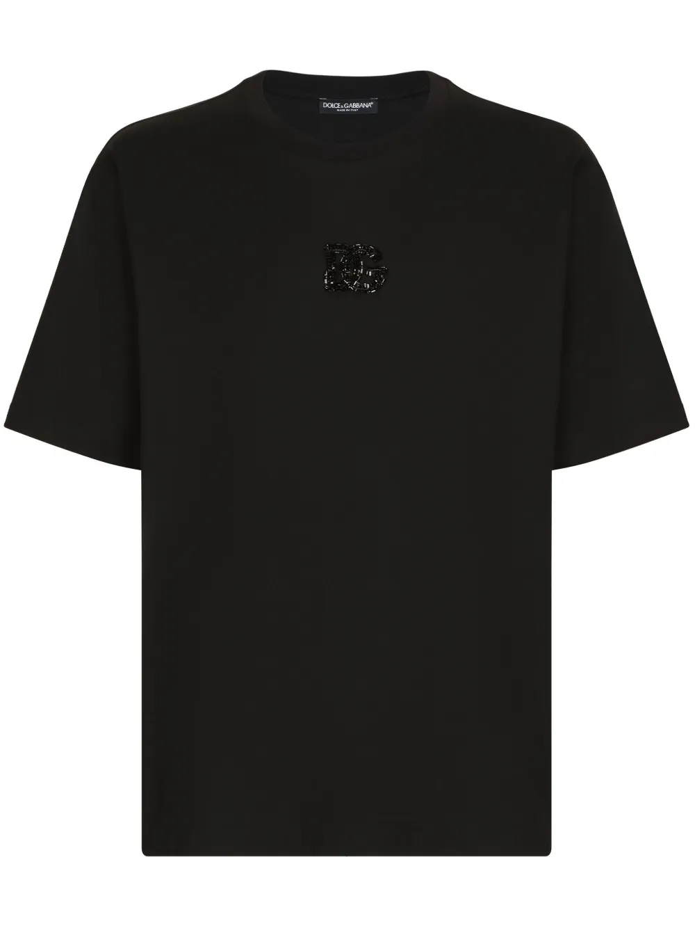 Dolce & Gabbana Rhinestone-embellished Cotton T-shirt In Black