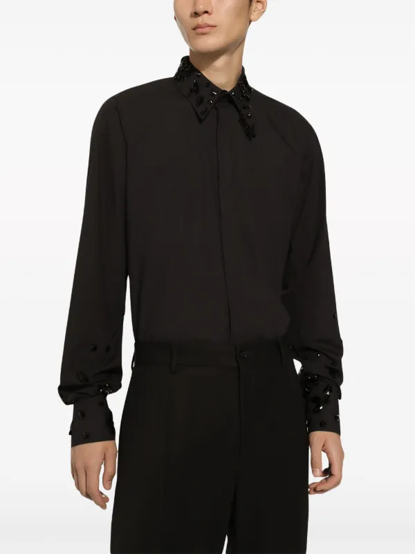 Dolce & Gabbana rhinestone-embellished Cotton Shirt | Black