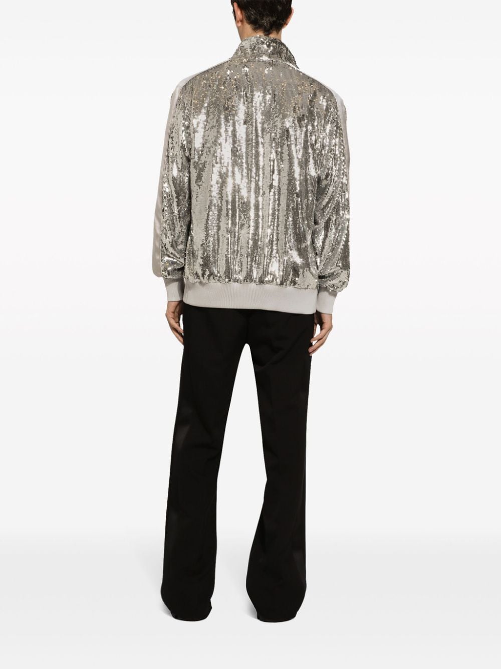 Shop Dolce & Gabbana D&g Sequinned Bomber Jacket In Silver