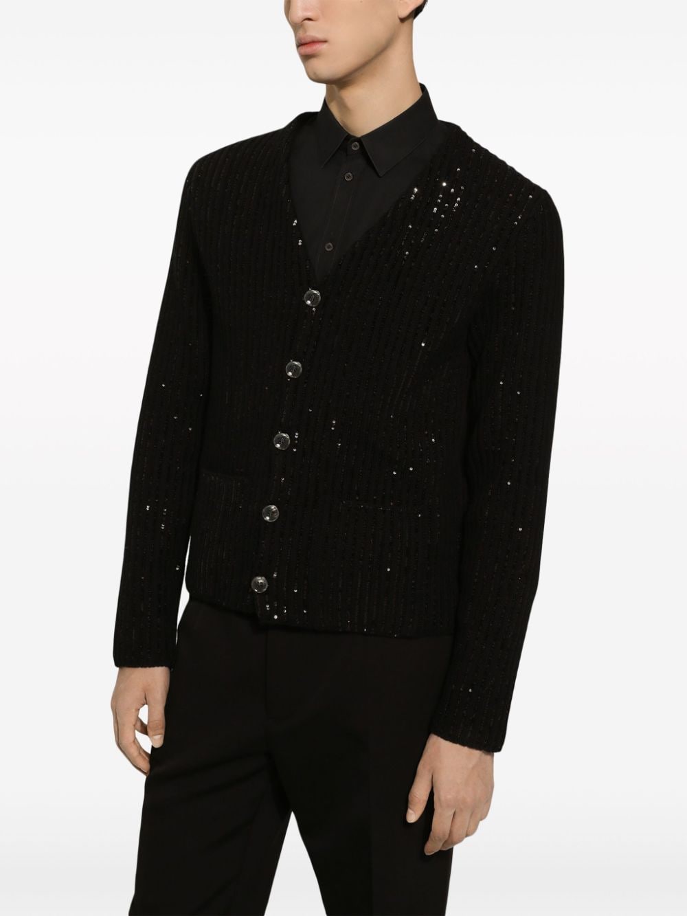Dolce & Gabbana Vest van scheerwol met pailletten Zwart