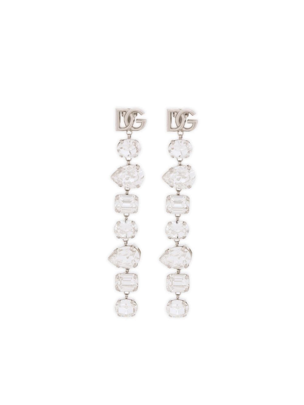 Dolce & Gabbana Logo-plaque Drop Earrings In Silver