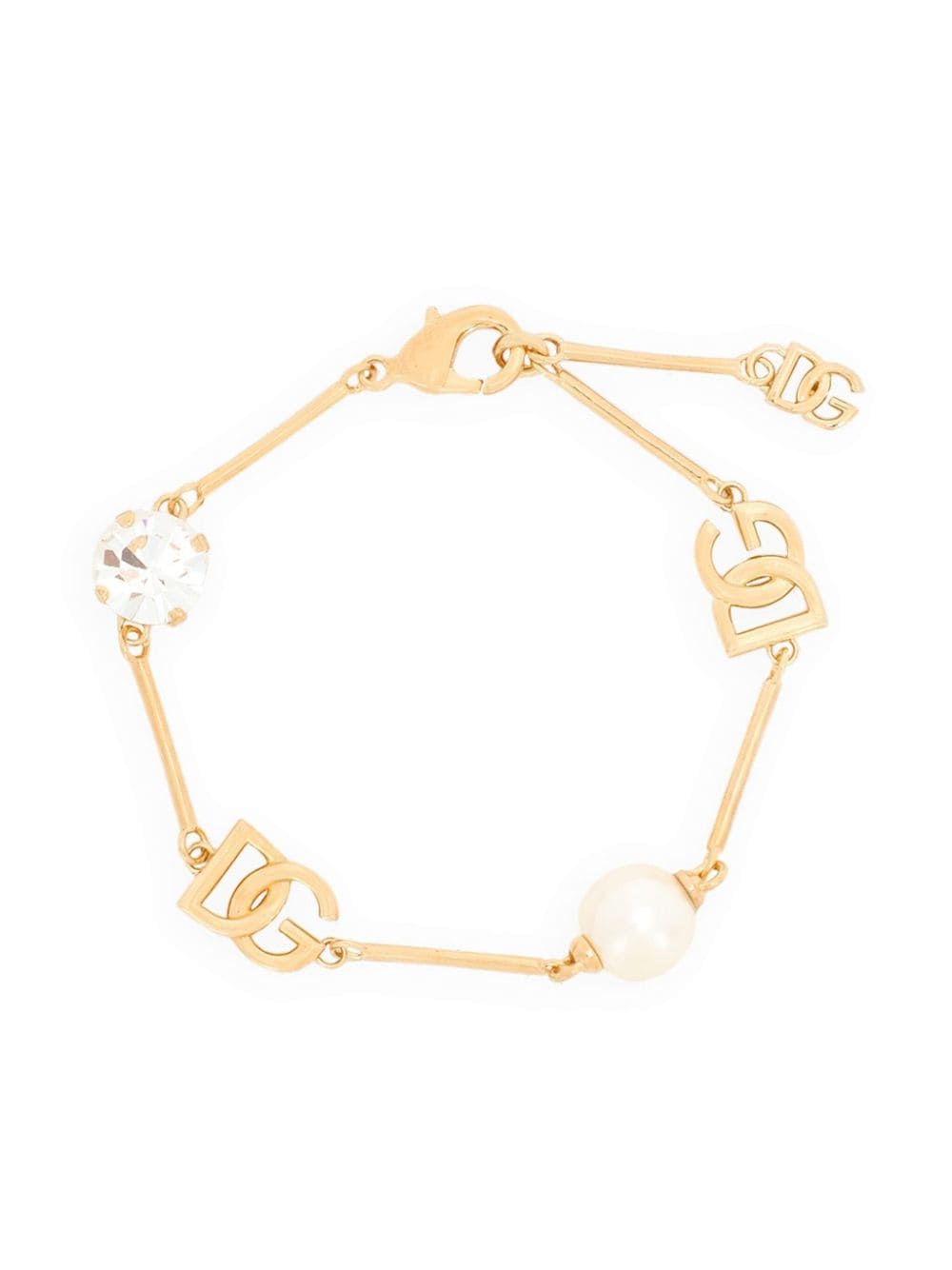 Dolce & Gabbana Dg-plaque Crystal-embellished Bracelet In Gold