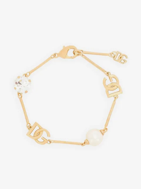Dolce & Gabbana DG-plaque crystal-embellished bracelet