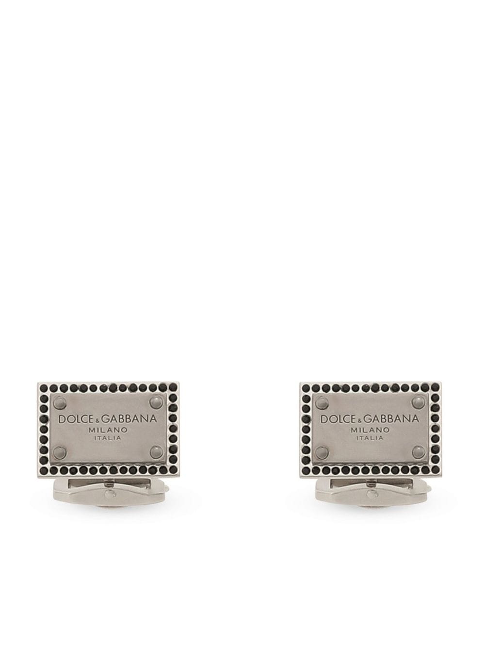 Dolce & Gabbana Rechthoekige manchetknopen met gegraveerd logo Zilver