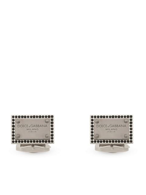 Dolce & Gabbana mancuernillas rectangulares con logo grabado