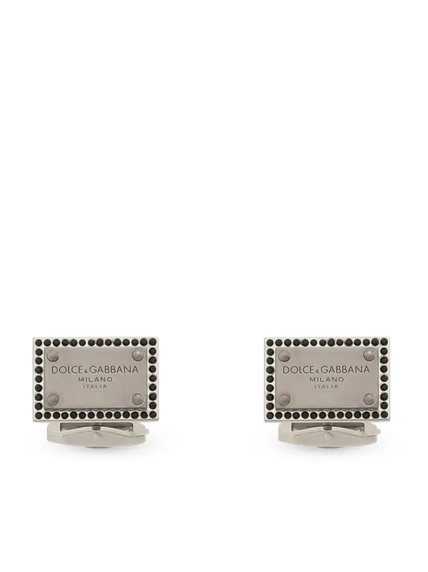 【美品】 DOLCE&GABBANA ロゴ シルバー カフス ツイストロック Dolce & Gabbana ロゴエングレーブ カフスボタン | シルバートーン