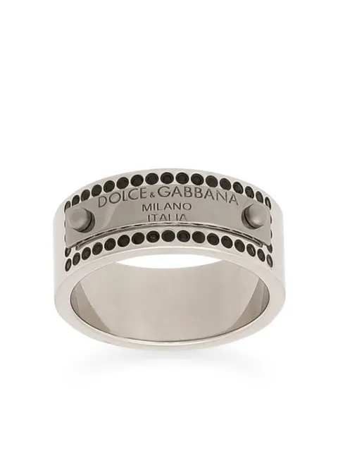 Dolce & Gabbana logo-plaque crystal-embellished ring 