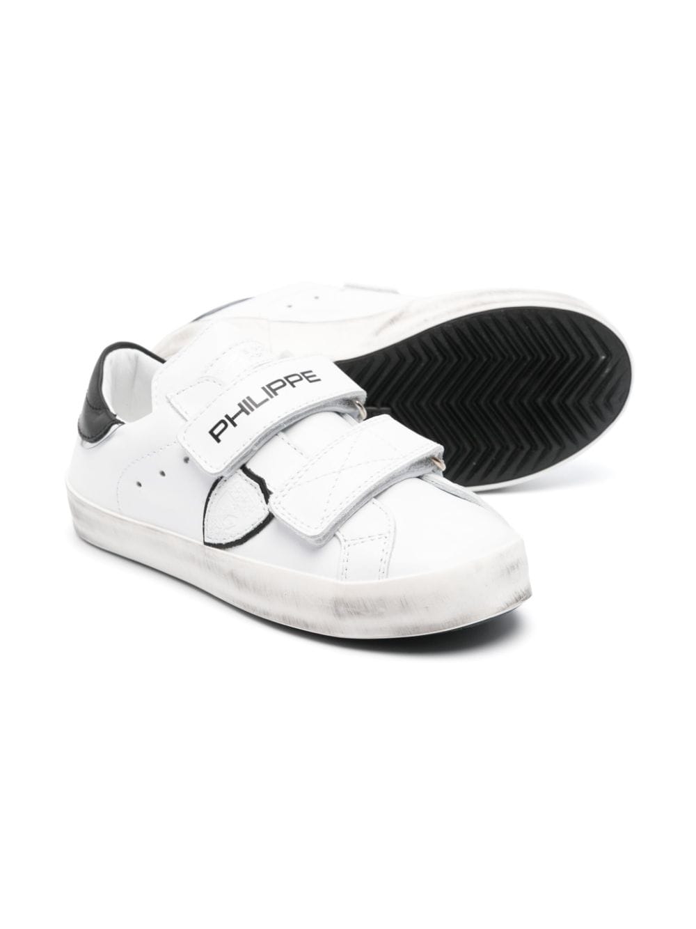 Philippe Model Kids Paris touch-strap leather sneakers - Wit