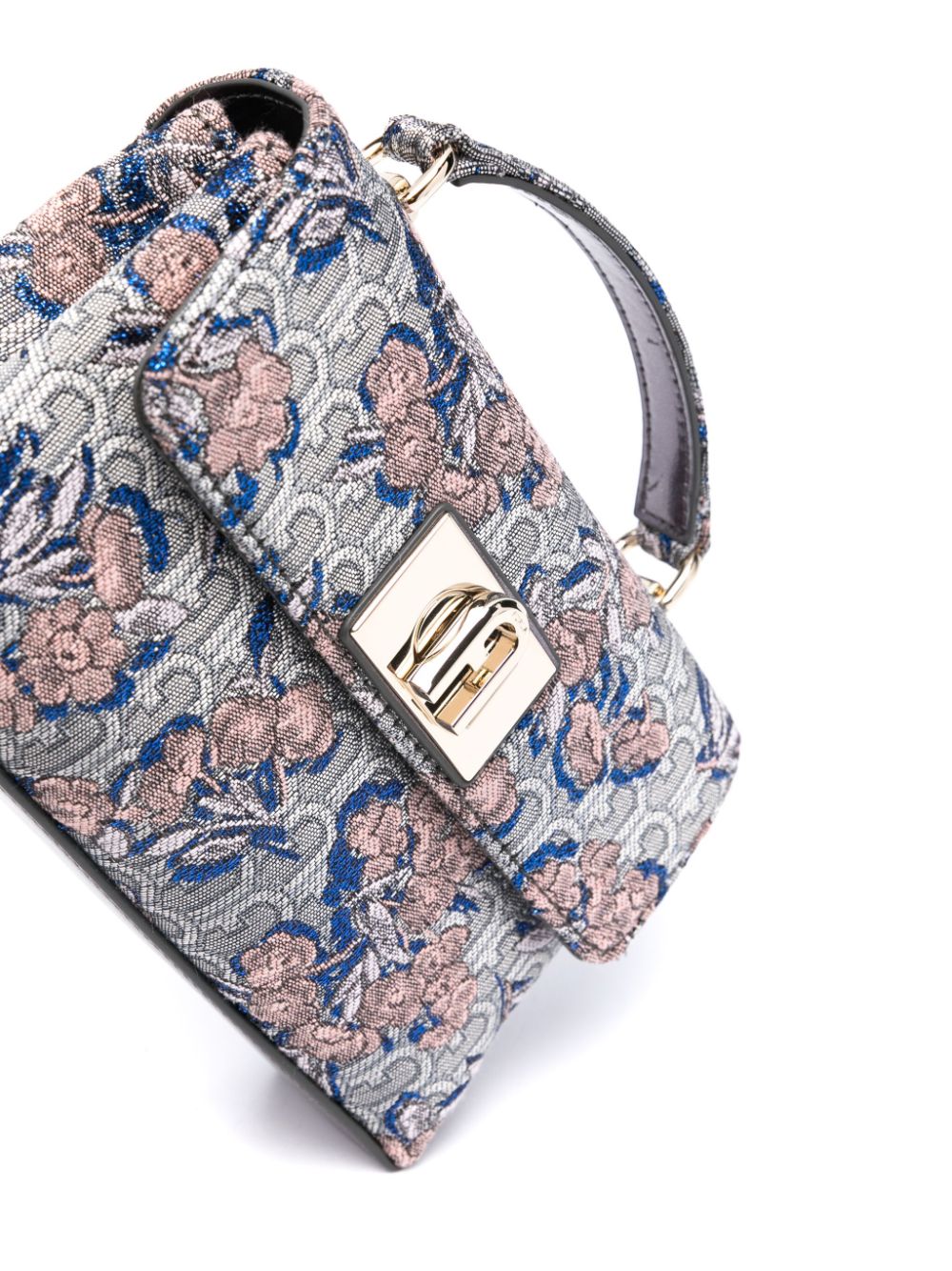 Shop Furla Monogram-pattern Turn-clasp Fastening Mini Bag In Blue