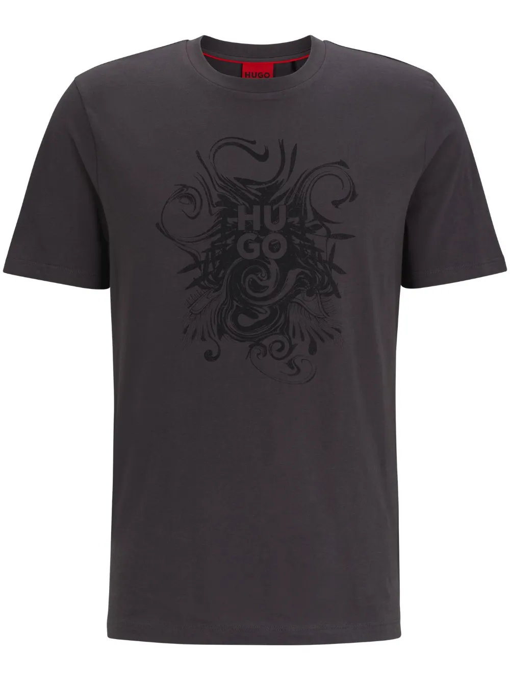 Hugo Logo-print Embellished Cotton T-shirt In Grey