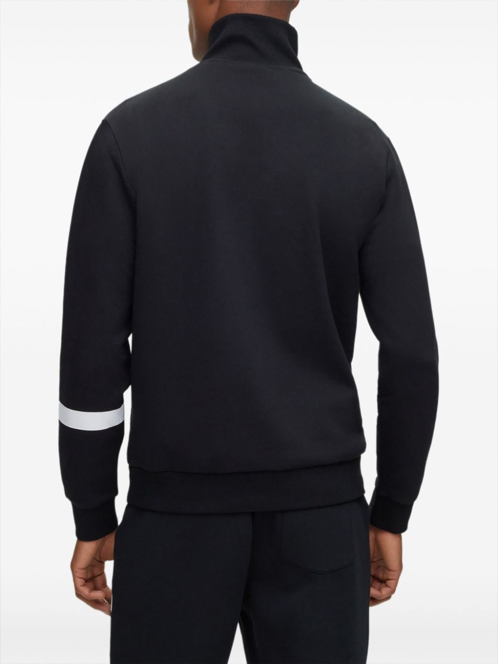Shop Hugo Boss Logo Stripe-print Sweatshirt In Black