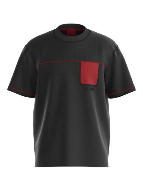 HUGO Camiseta com bolso e acabamento contrastante