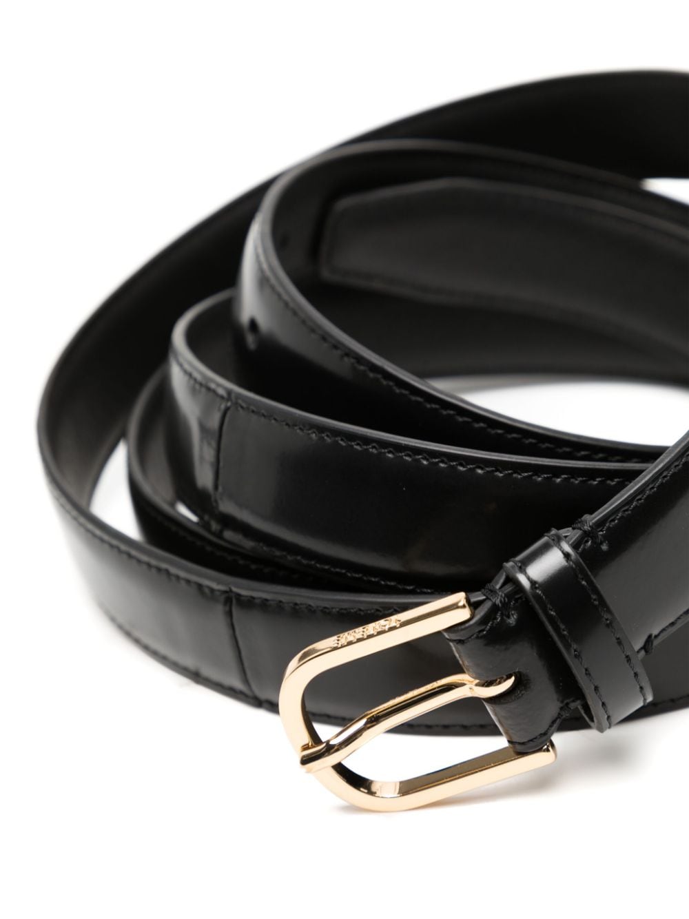 Shop Totême Wrap Logo-engraved Leather Belt In Black