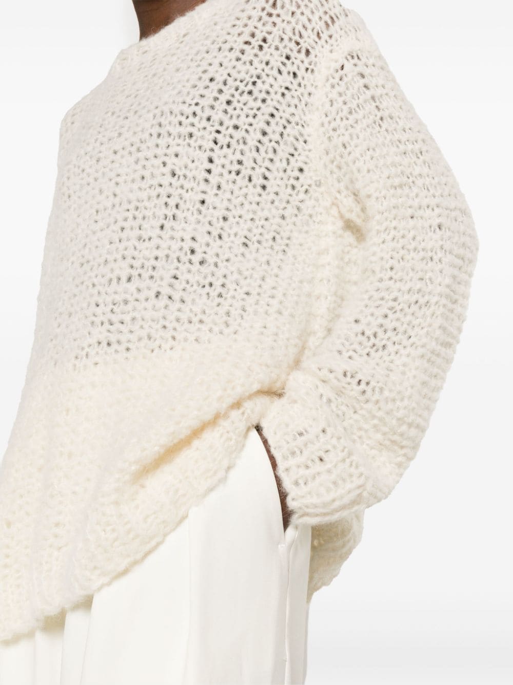 Shop The Row Eryna Open-knit Wool Blend Jumper In White