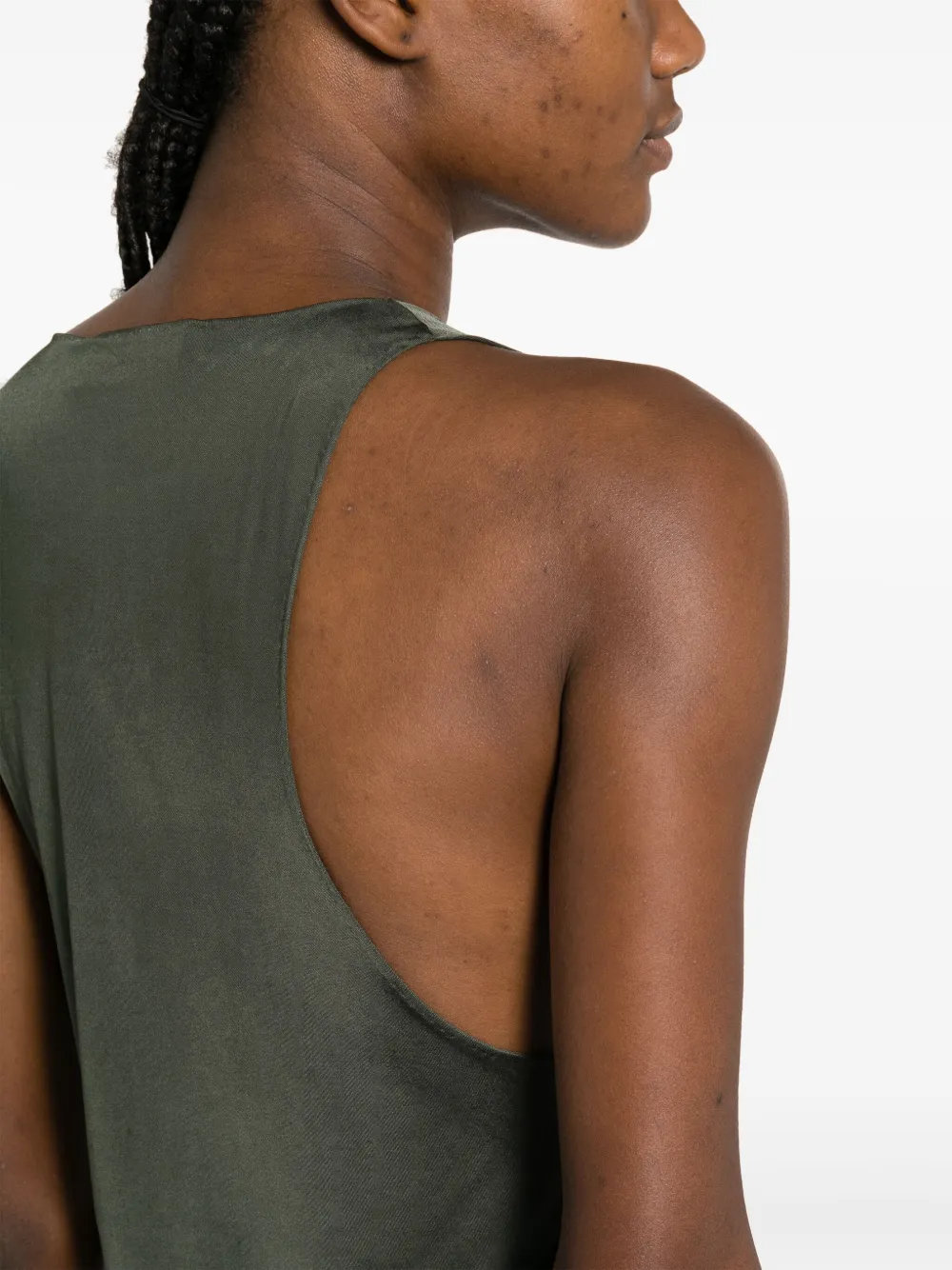 Shop Saint Laurent Plunging U-neck Sleeveless Top In Green