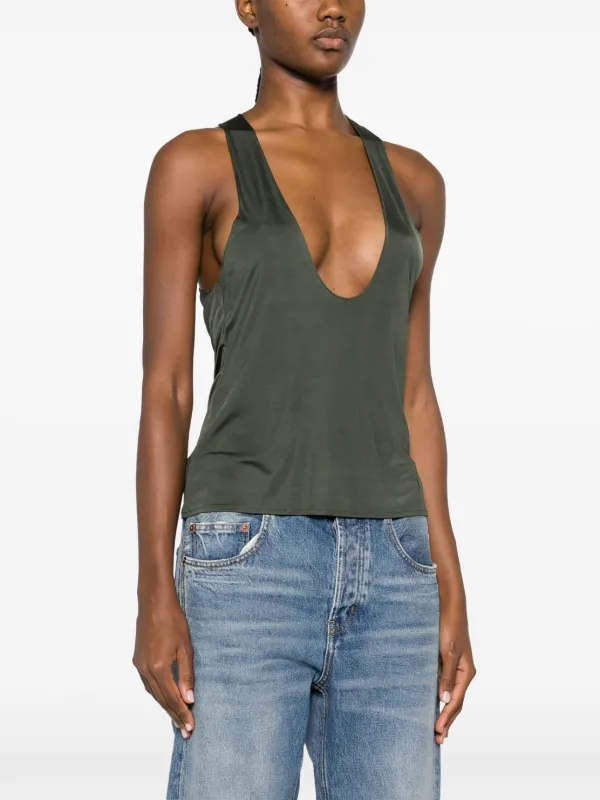 Saint Laurent Plunging U-neck Sleeveless Top - Farfetch