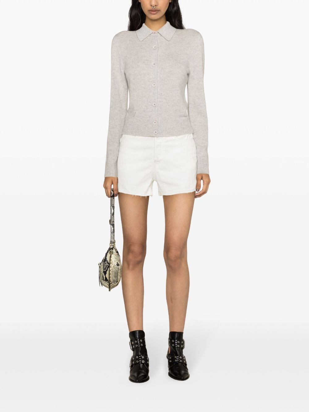 Shop Zadig & Voltaire High-rise Denim Shorts In White
