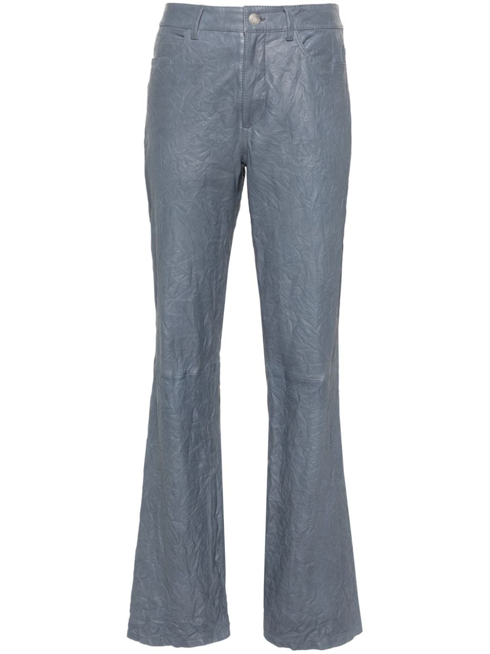 Zadig & Voltaire Straight-leg Crinkled-leather Trousers In Blue
