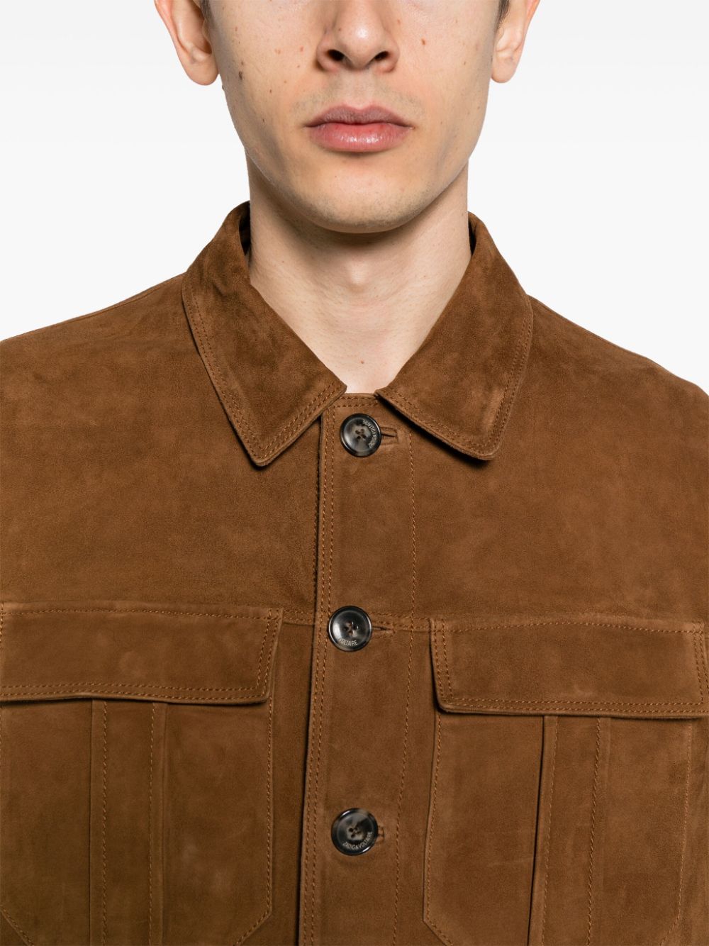 Shop Zadig & Voltaire Kuba Suede Shirt Jacket In Brown