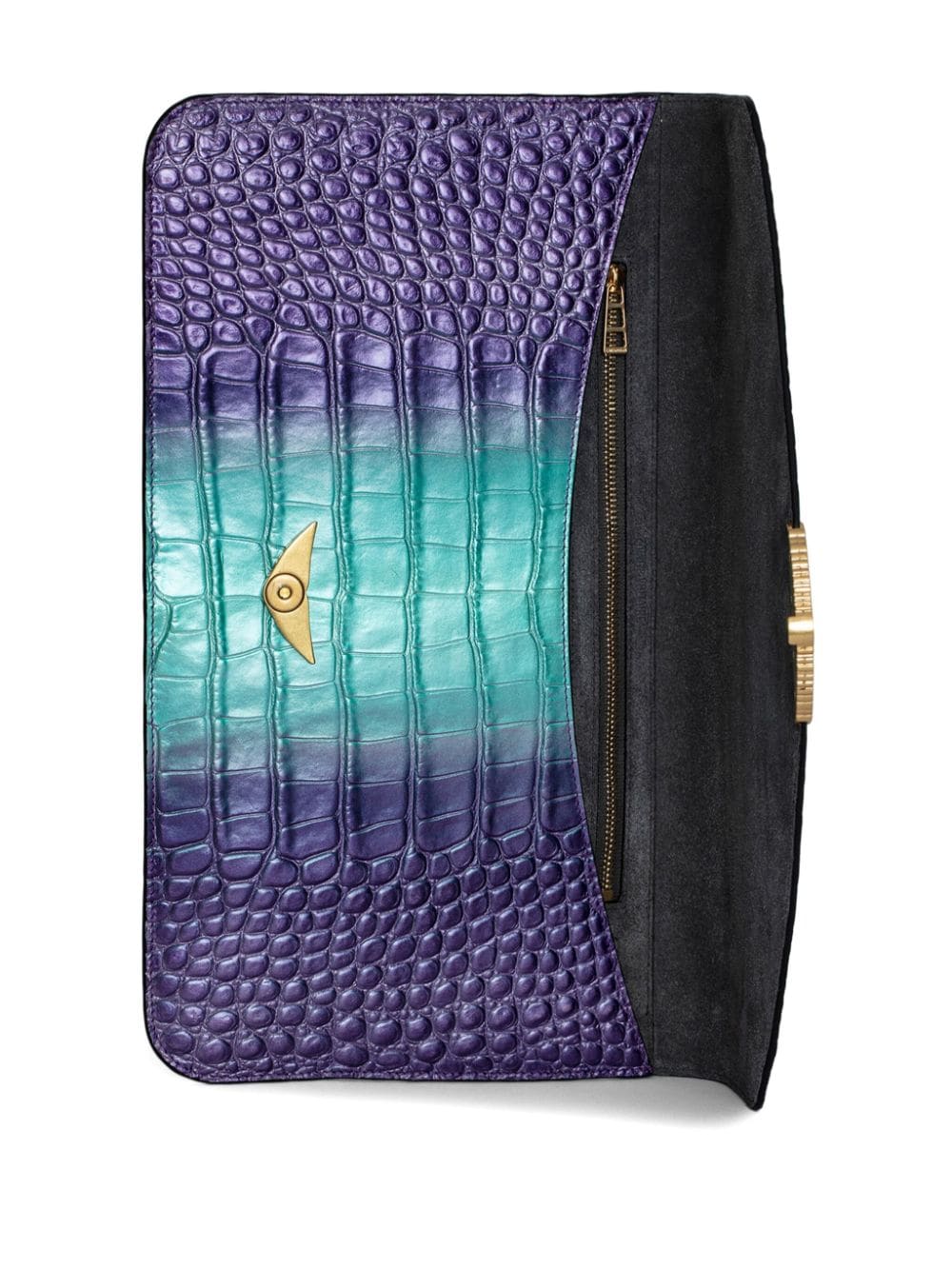 Shop Zadig & Voltaire Borderline Leather Clutch Bag In Purple