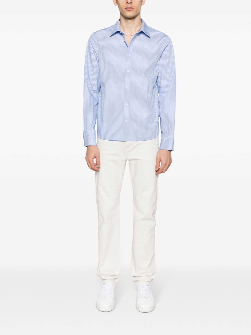 Shop Zadig & Voltaire Stan Embroidered Striped Shirt In Blue