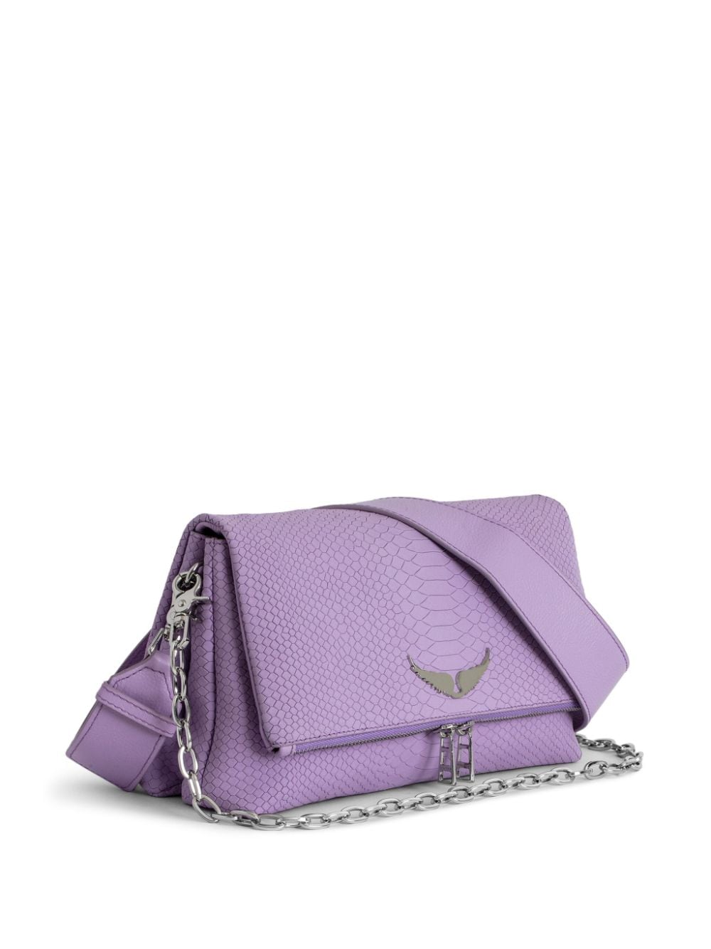 Shop Zadig & Voltaire Rocky Python-effect Crossbody Bag In Purple