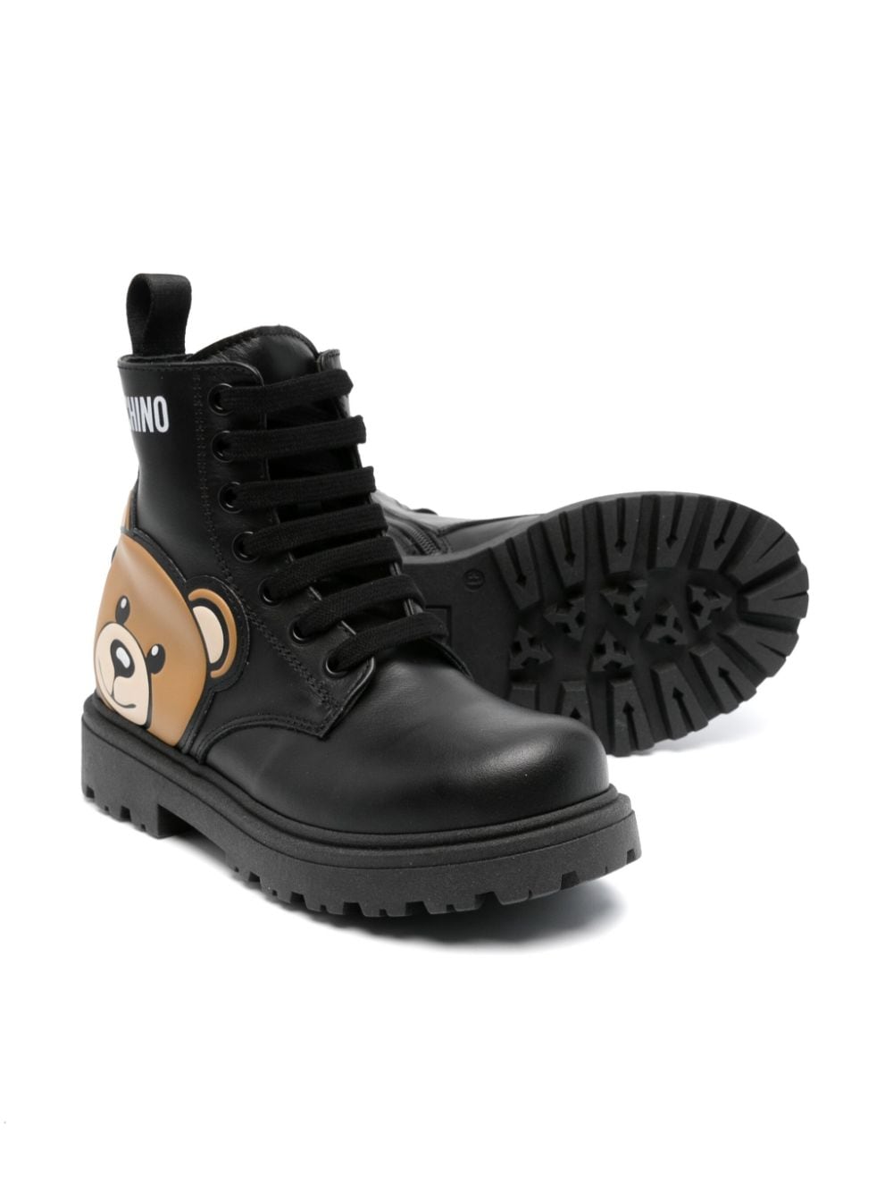 Moschino Kids Leren enkellaarzen - Zwart