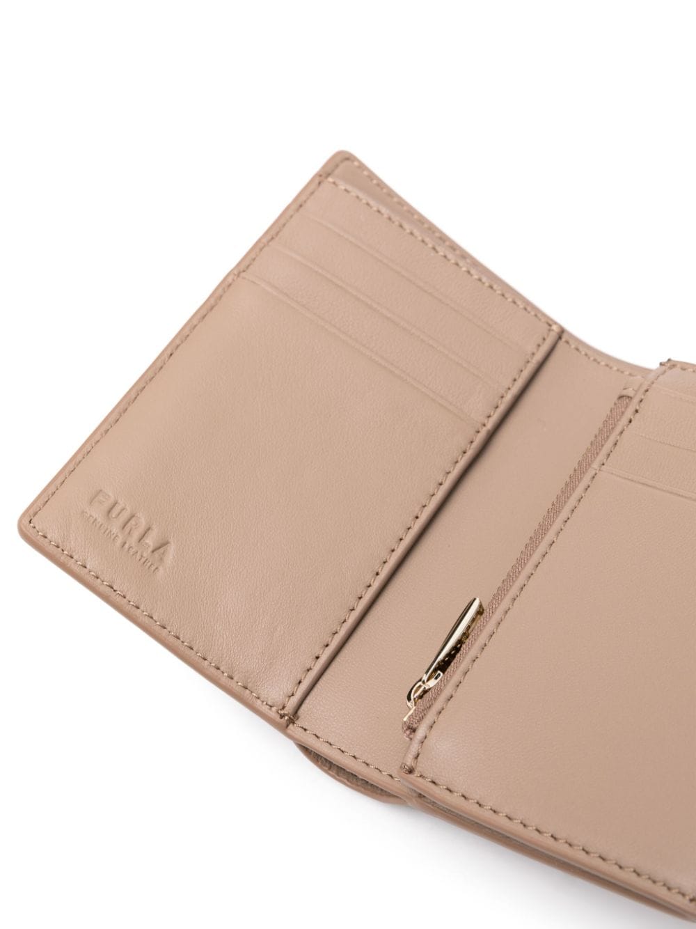 Shop Furla Logo-plaque Leather Wallet In Neutrals