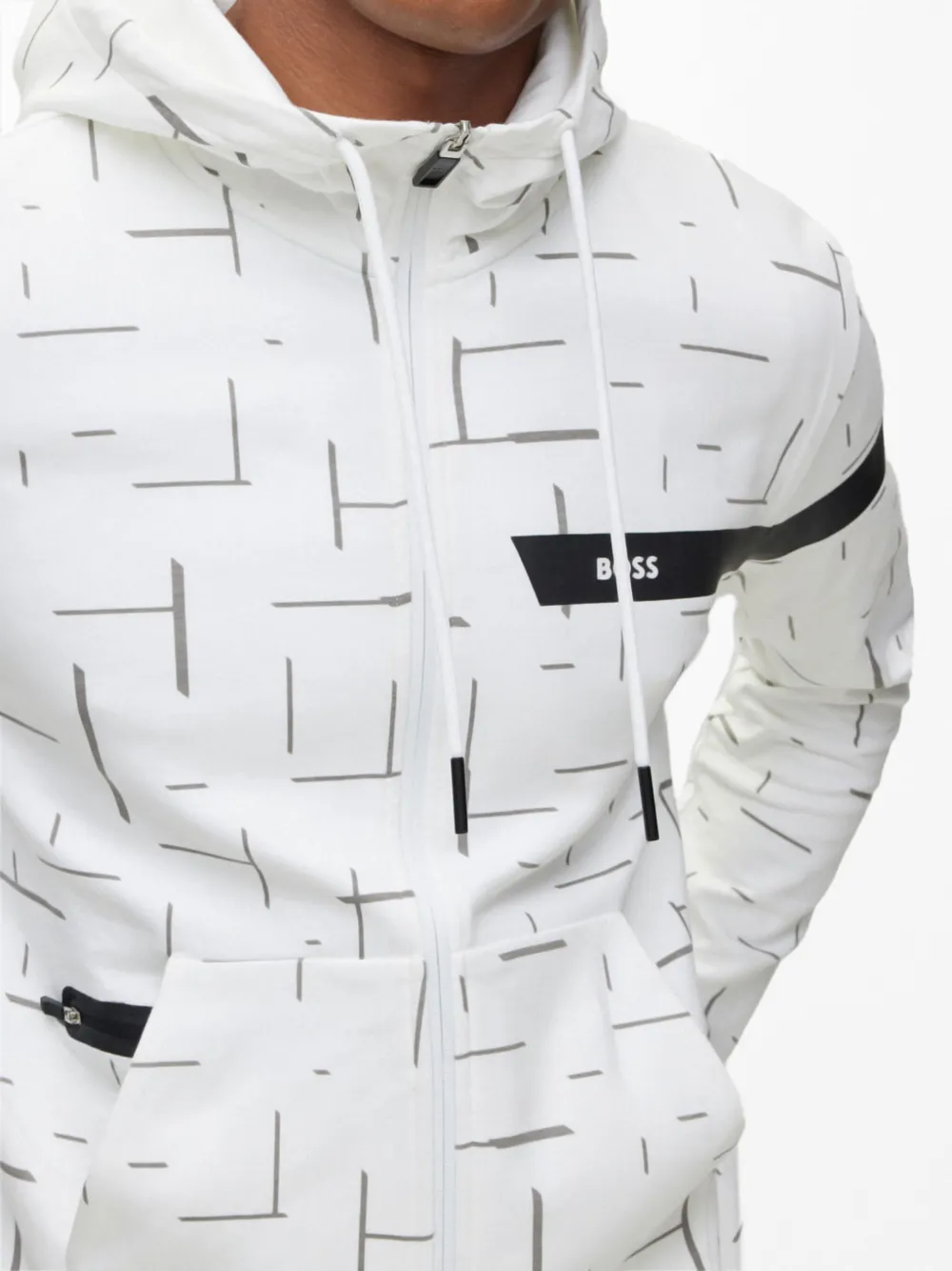 BOSS Hoodie met trekkoord Wit
