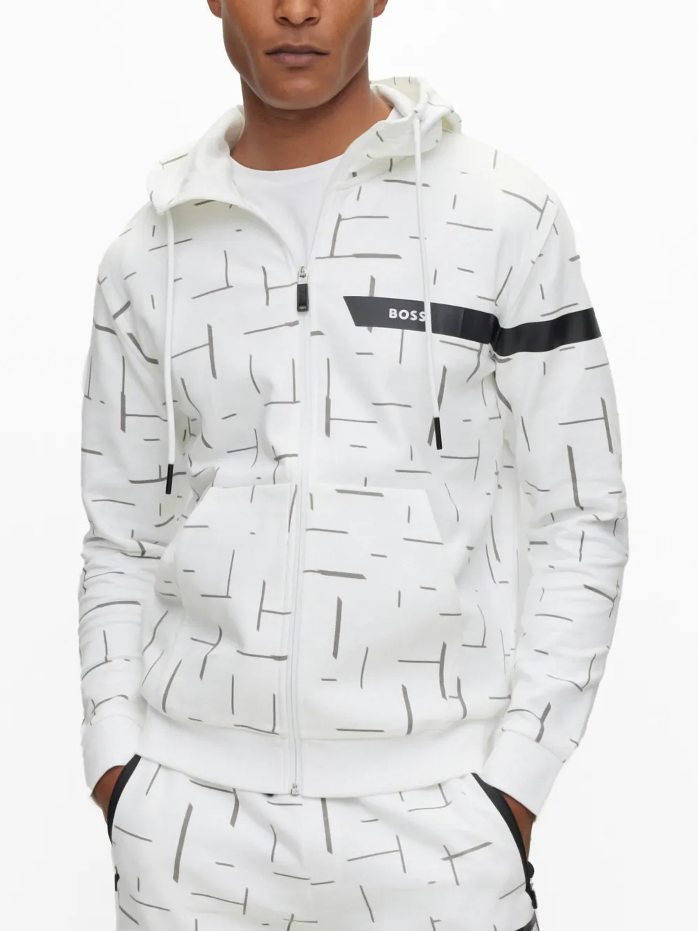 BOSS Hoodie met trekkoord Wit
